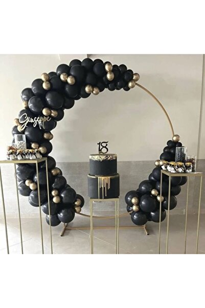 MERİ PARTİ Black Gold Chrome Concept Balloon And Balloon Chain Special Day Pa...