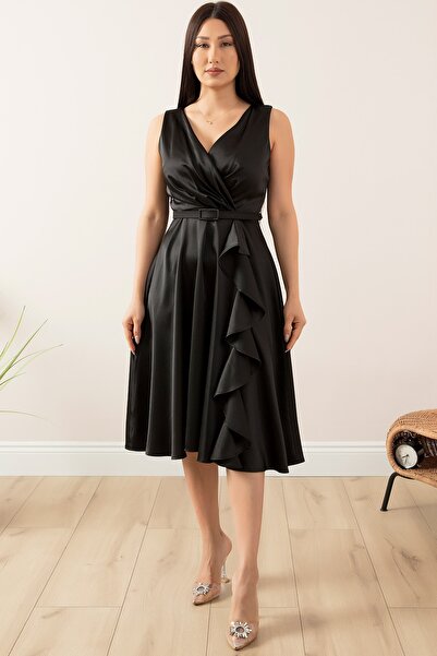 PULLIMM Βραδινό φόρεμα με διπλό σατέν βολάν 1150