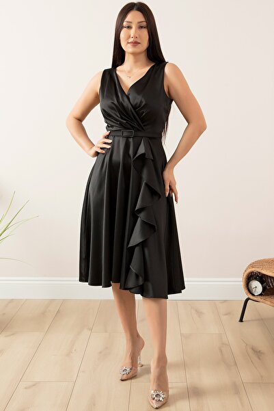 PULLIMM Βραδινό φόρεμα με διπλό σατέν βολάν 1150