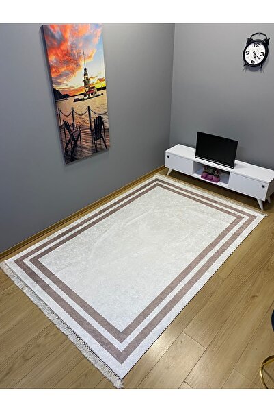 Modern home Modern Dekoratif Tasarım Püskül Detaylı Dijital Baskı Yıkanabilir...