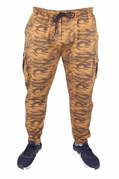 Starbattal Plus Size Pastel Camouflage Lycra Men's 2ip Sweatpants 23503 Mustard
