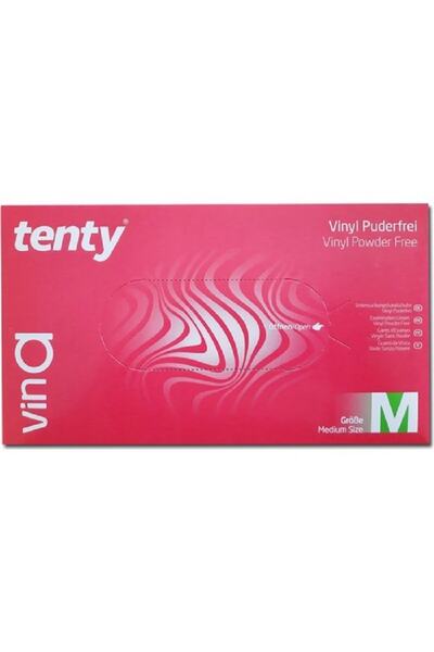 Tenty Vina Şeffaf Vinil Eldiven Pudrasız Medium (m) Beden 100'lü Paket