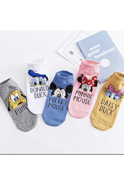 çorapdunyam مجموعة جوارب نسائية من القطن بشخصيات الرسوم المتحركة مقاس 5 بوصات