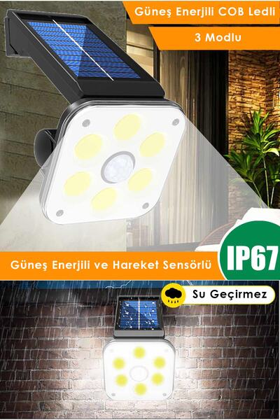 Technojet Güneş Enerjili 3 Modlu Bahçe Aydınlatma Lambası Hareket Sensörlü Ve Solar Bahçe Lambası