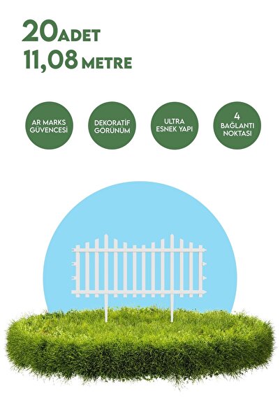 Armarks Dekoratif Bahçe Çiti Plastik Çit 20 Adet (11,80metre) 39cm X 59cm - B...
