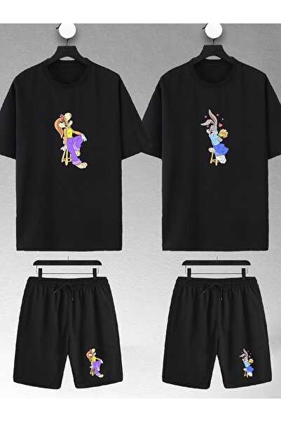 macklin Unisex majica i šorti za parove sa printom Bugs Bunnyja i Lole, kombi...