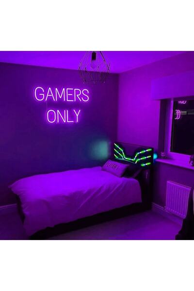 dekoraven Gamers Only Gamer Neon Oyuncu Odası Dekor Neon Tabela(80x40cm)