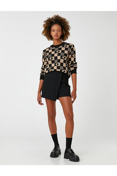 Koton Knitted Sweater Crew Neck Patterned Long Sleeve