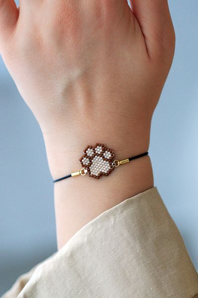 Kübüşün Atölyesi Ka-011 Miyuki Paw Bracelet - Handmade Cat Dog Paw