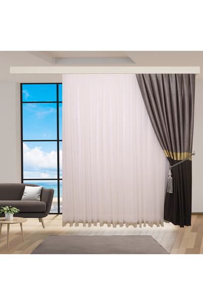 perhal perde ve halı Skirt Embroidered Grecian Gold Gold Color 1-3 Close Pleated Tulle Curtain