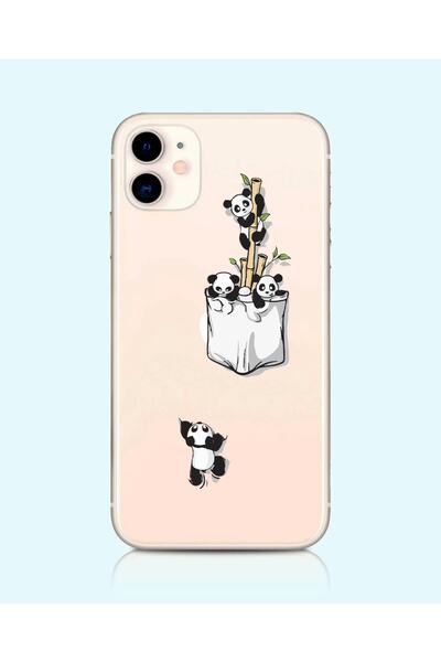 Powerfox iPhone 11 Compatible Pandas Transparent Phone Case