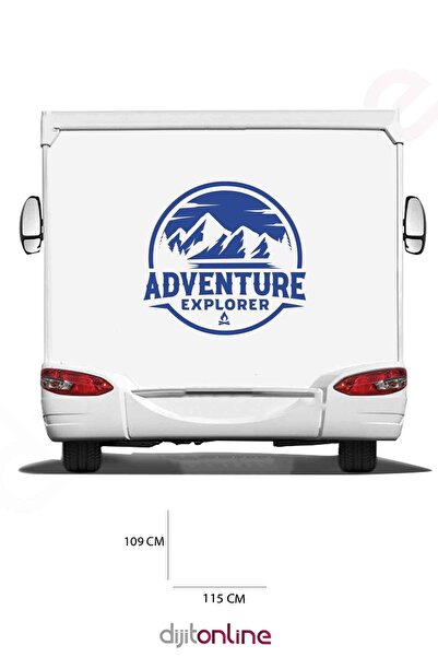 Dijitonline Autocolant aventură rulote - Autocolant explorare - Autocolant munte - 115x109 Cm