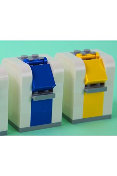 LEGO Orjinal Aksesuar Moc Custom Minifigür Şehir Modular Building Bina Mavi Sarı Geri Dönüşüm Kutusu