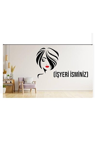 EYBA STİCKER Kısa Saçlı Kırmizi Dudak Kuaför Güzel Kadın Büyük Isimli Şekil 3...