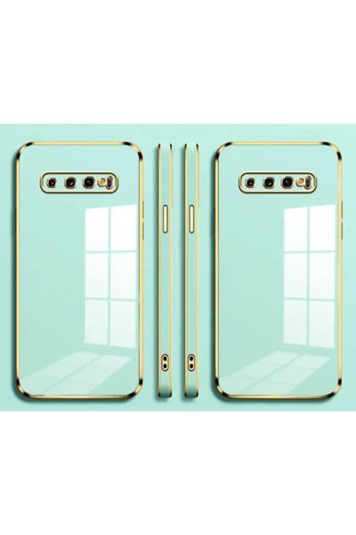 Molly Technology Galaxy S10 Plus Için Su Yeşili Kenarları Gold Detaylı Lüks S...