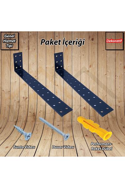 Yapıkan Siyah Deprem Güvenliği Dolap Sabitleme Aparatı Seti 30x60x220mm - L Demir Gönye Köşe Birleştirme