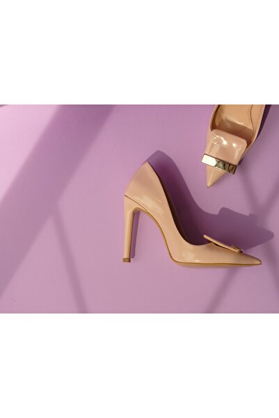 AYAKKABI PRENSİ Waffles Stiletto Ten Piele Lacuită 10 Cm Stiletto pentru femei, pantofi cu toc înalt