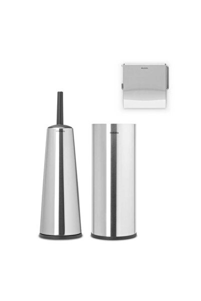 Brabantia Toilet Accessory Set Renew Brilliant Steel 3 Piece Bathroom Accessory Set