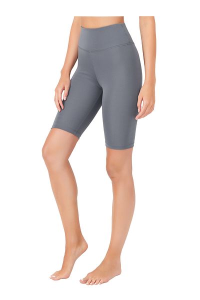 LOS OJOS Anthrazitfarbene, lockere Radlerhose mit hoher Taille und kurzen Sport-Tights für Damen