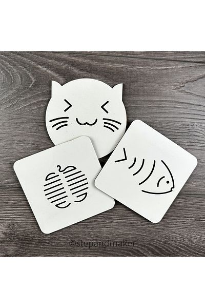 Step and Maker White 3-Piece Trivet Set (Cup Base - Pan - Pot Etc.)
