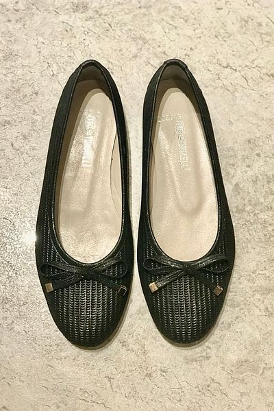TUNAELLİ Balerini din piele naturală din nichel negru pentru femei, mărimea 35-41-42