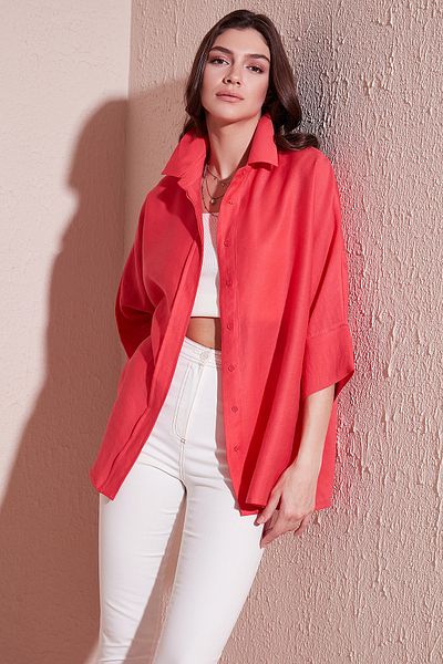 Lela Cămașă de vară oversize cu mâneci trei sferturi 514344036