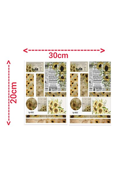 TRENDİN YOLU Vintage Sun Flower Text Sticker - Sunflower Ty-002