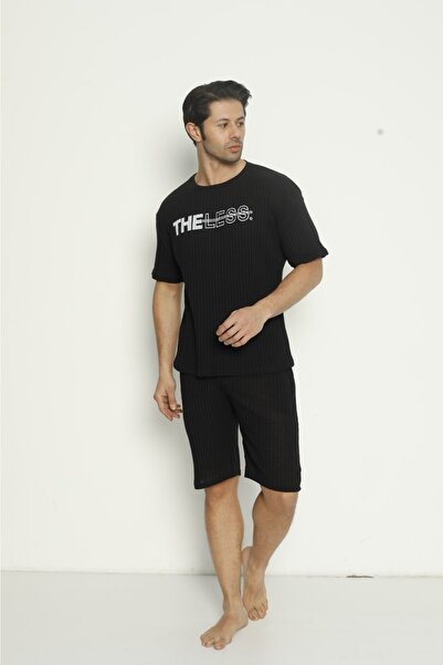 Ayans Pijama Κοτλέ Oversize Ανδρικό Σετ Κάπρι