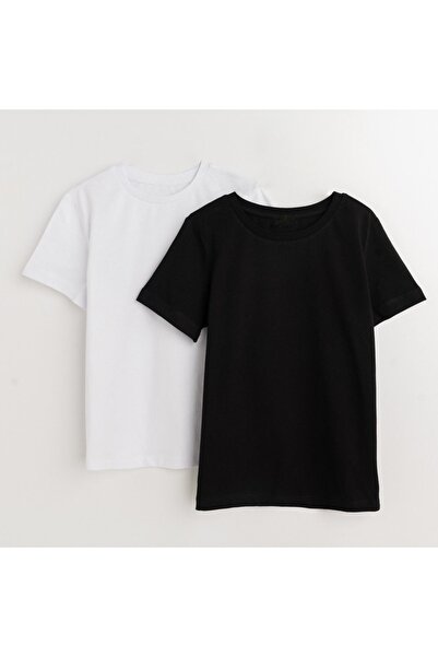 han elegant 2 τεμάχια ασπρόμαυρο βαμβακερό Unisex Basic παιδικό μπλουζάκι 5-1...