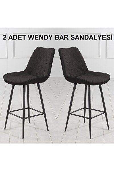 Pİ MOBİLYA 2 Adet Wendy Ada Mutfak Ve Bar Sandalyesi - Bar Taburesi - Silineb...