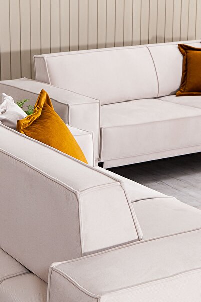Modalife Loft Üçlü Salon&oturma Odası Kanepe - Beyaz