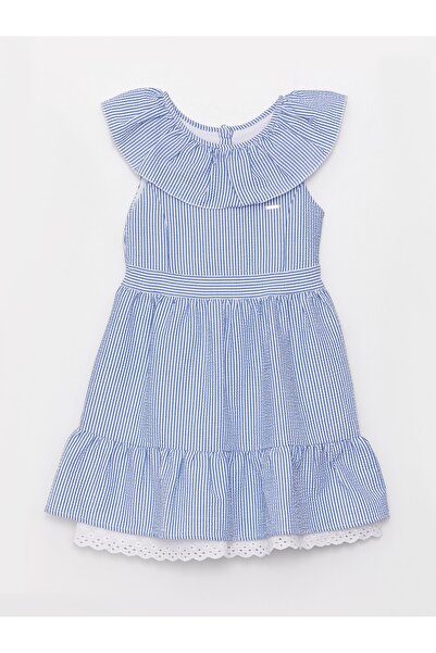 LC Waikiki Момичешка рокля с раирана деколте