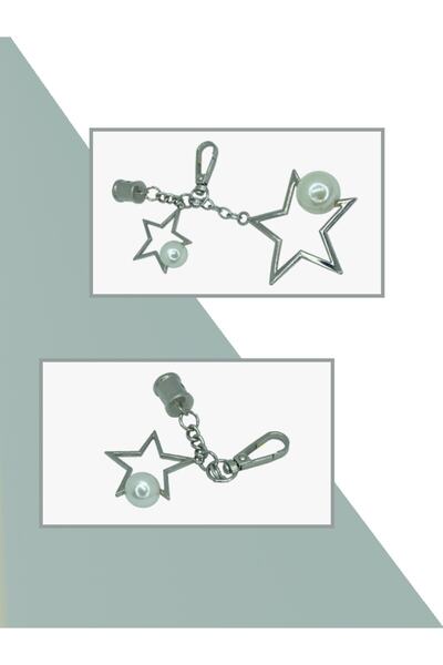 Pearl Star Bag Ornament Silver 2pcs Set