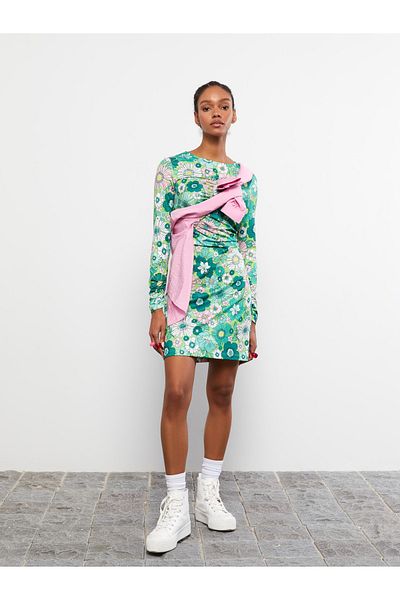 LC Waikiki Crew Neck Floral Long Sleeve Women's Dress