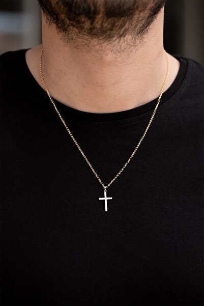 Cenova Jewelry 14 Ayar Altın Haç Figürlü Erkek Kolye