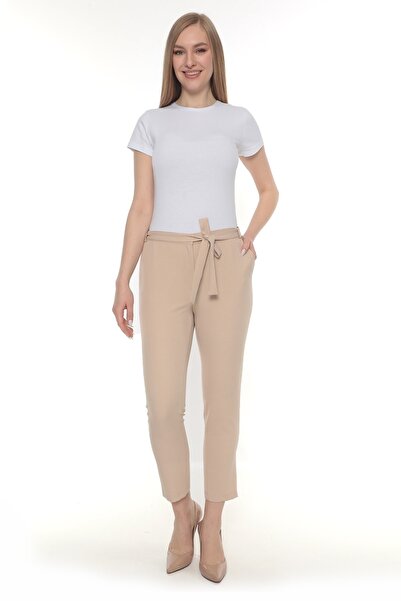 SORALLİNE Γυναικείο παντελόνι με ελαστικό στη μέση με κορδόνια ανοιξιάτικο προϊόν 1696 Μαύρο