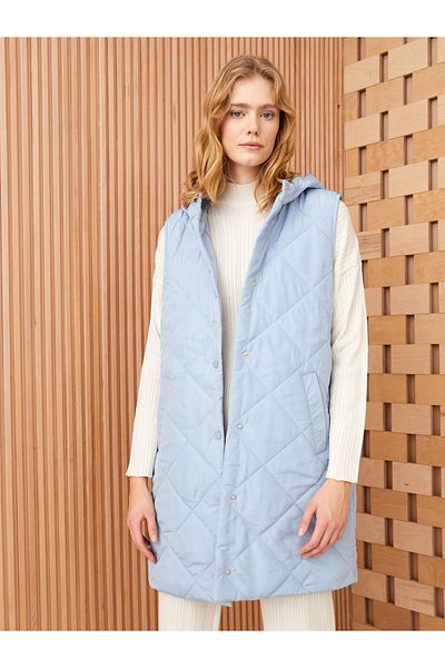 LC Waikiki Hooded Quilted Patterned Women's Puffer Vest