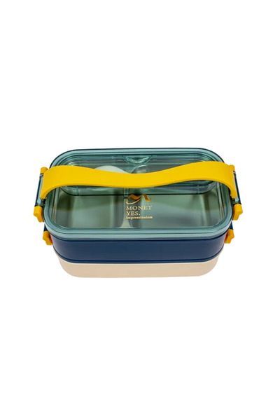 Vagonlife Two Layer 1400 Ml Stainless Steel Easy Lock Travel Bowl - Food Box