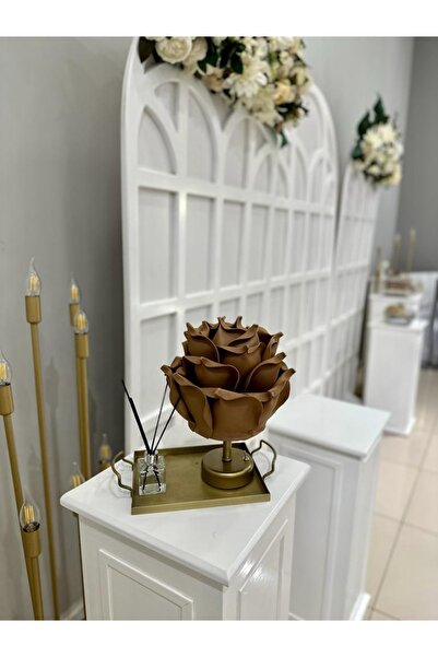 Maison Avf Kahverengi Eva Gül Tasarım Kablosuz Masa Lambası - Alt Eskitme Gold