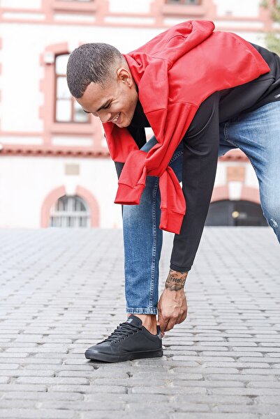 Jump 26611 Siyah - Kırmızı Erkek Kışlık Günlük Rahat Casual Yürüyüş Koşu Sneaker Spor Ayakkabı