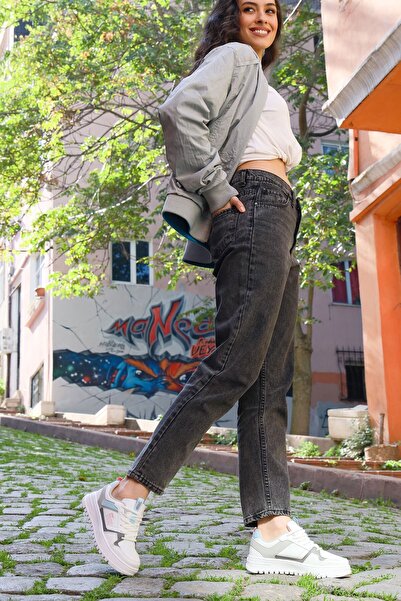 Jump 27429 Λευκό Γκρι Μπλε Γυναικεία Αθλητικά Παπούτσια Περιστασιακά Άνετα Χονδρή Σόλα Περπάτημα