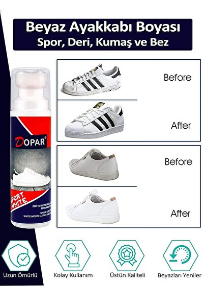 Dopar Ayakkabı Kırışıklık Önleyici Koruyucu M + Beyaz Spor Kumaş Ayakkabı Boyası + Bağcık 3'lü Bakım Seti