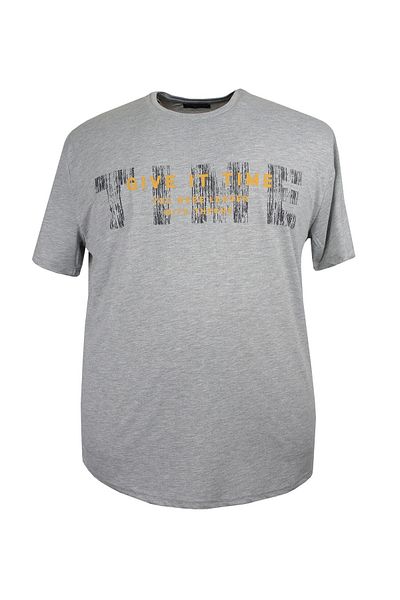marufshop Ανδρικό μπλουζάκι με στάμπα με λαιμόκοψη σε γκρι χρώμα