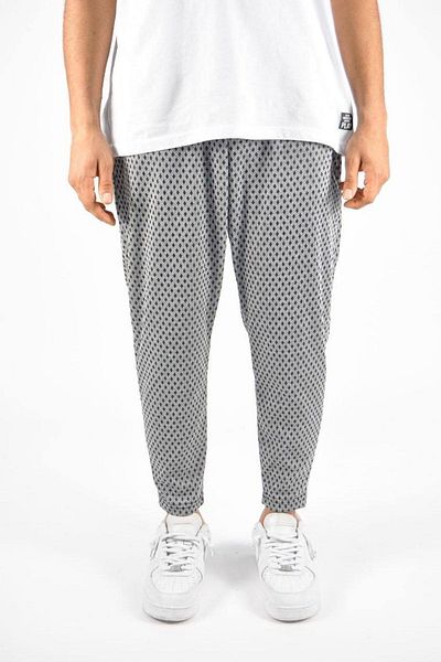 XHAN Gray Diamond Pattern Relaxed Trousers 3yxe5-46970-03