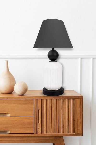 MINIMAL ETICARET VE BILGI TEKNOLOJILERI Lotus Opal Black - White Cone Glass Lampshade