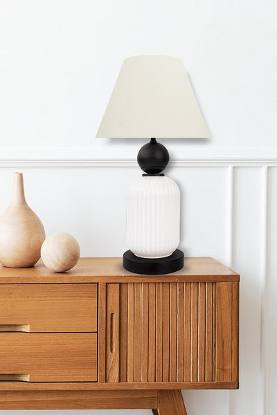 MINIMAL ETICARET VE BILGI TEKNOLOJILERI Lotus Opal Black - White Cone Glass Lampshade