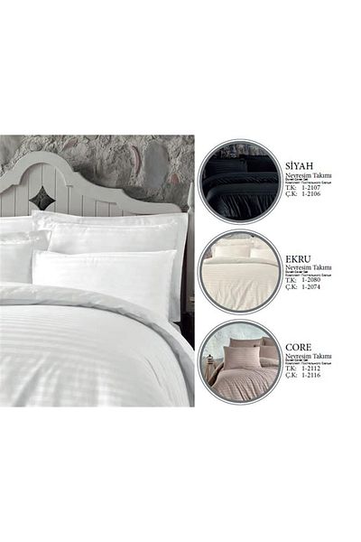 ALTINBAŞAK HOME COLLECTİON Altınbaşak Always Beige Double Satin Duvet Cover Set