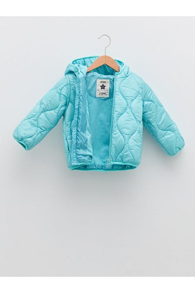 LC Waikiki Základní dívčí kabát na zip s kapucí a dlouhým rukávem