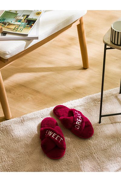 LC Waikiki Embroidered Women's Plush House Slippers