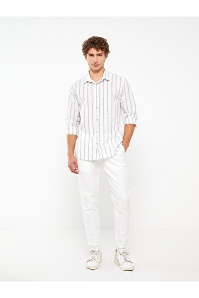 LC Waikiki Ανδρικό πουκάμισο Poplin - Κανονική Εφαρμογή, Μακρυμάνικο, Ριγέ